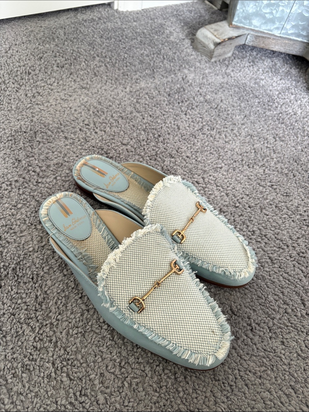 Sam Edelman Linnie Women's Robin Egg Blue Fray Mule